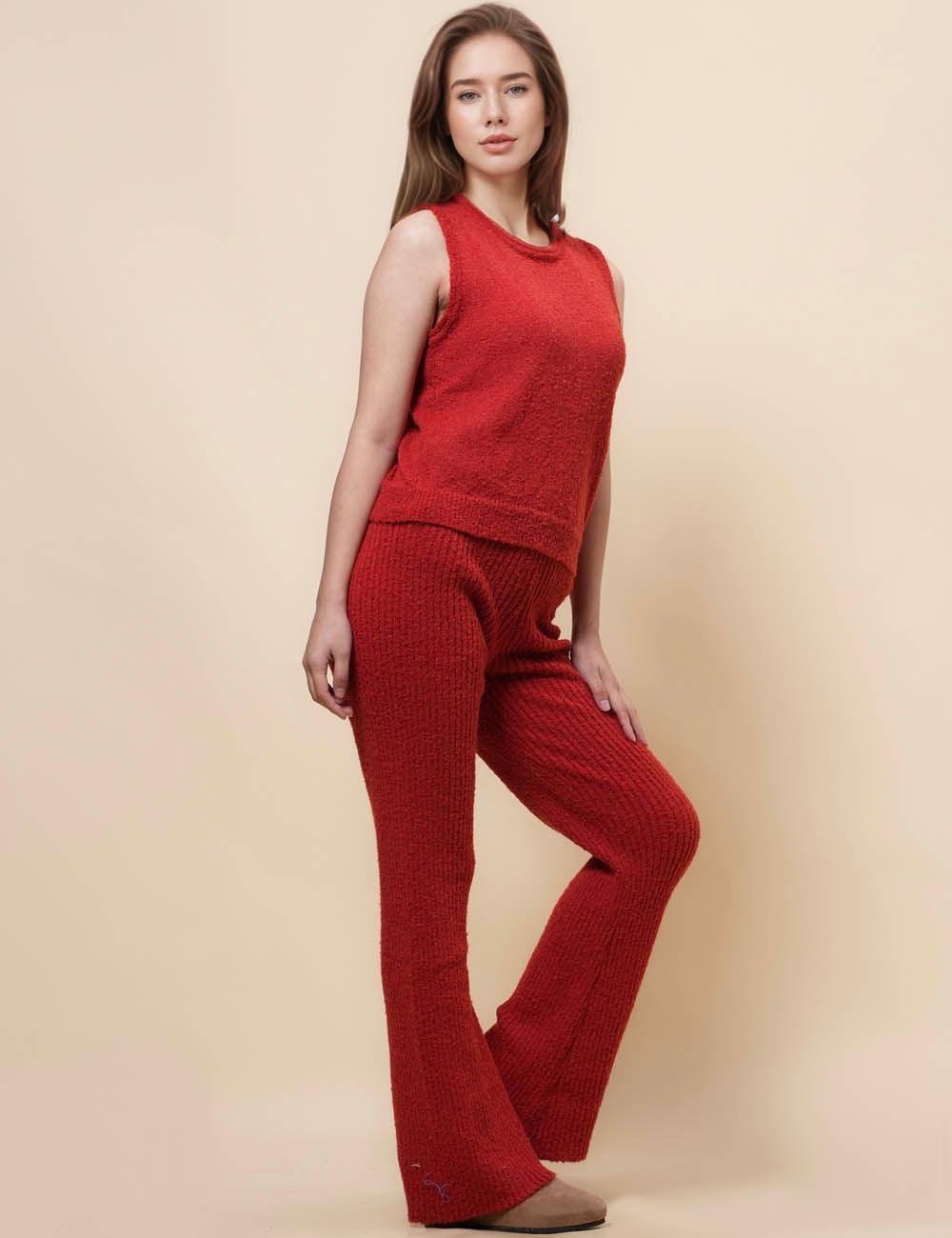 Ladies Sleeveless Top and Pants Knit Sweater Loungewear Sets SKST477