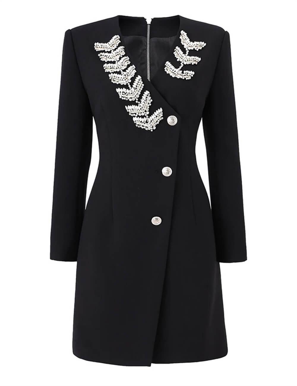 Ladies Long Sleeves Rhinestone Blazer Dress 10601