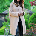 Button Hooded Solid Color Sweater Coat Cardigan NG5135 - SWEETKAMA