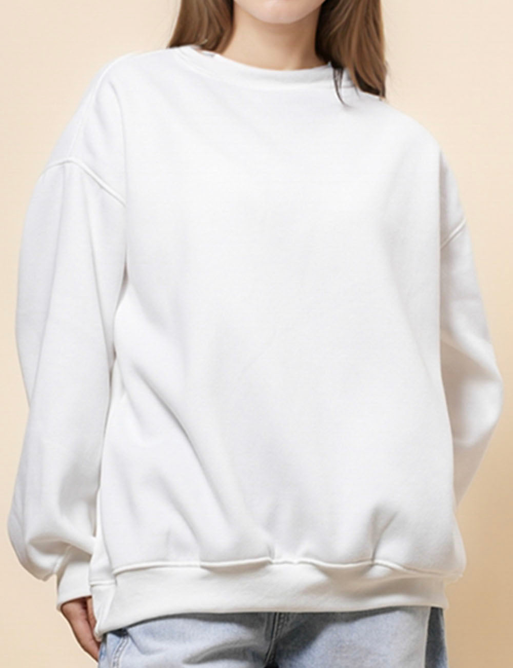 Ladies Round Neck Relaxed Sweatshirt Pullover Top H66201