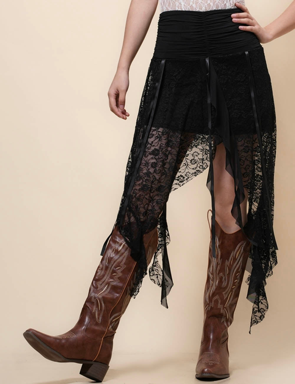 Ladies Floral Lace Inregular Hem Skirt SKS41020