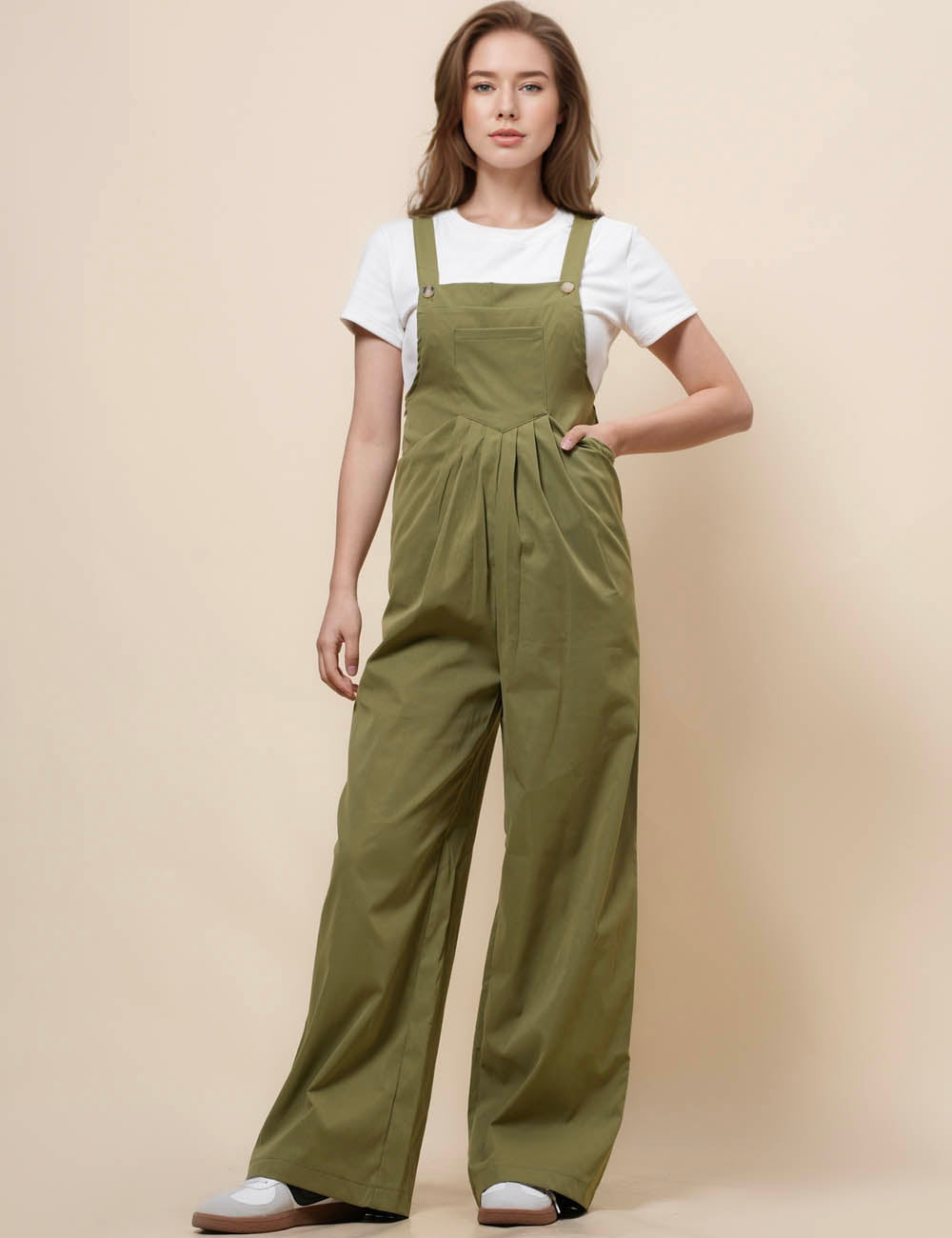 Ladies Botton Strape Overalls Daily Pockets Jumpsuit SKJ2357