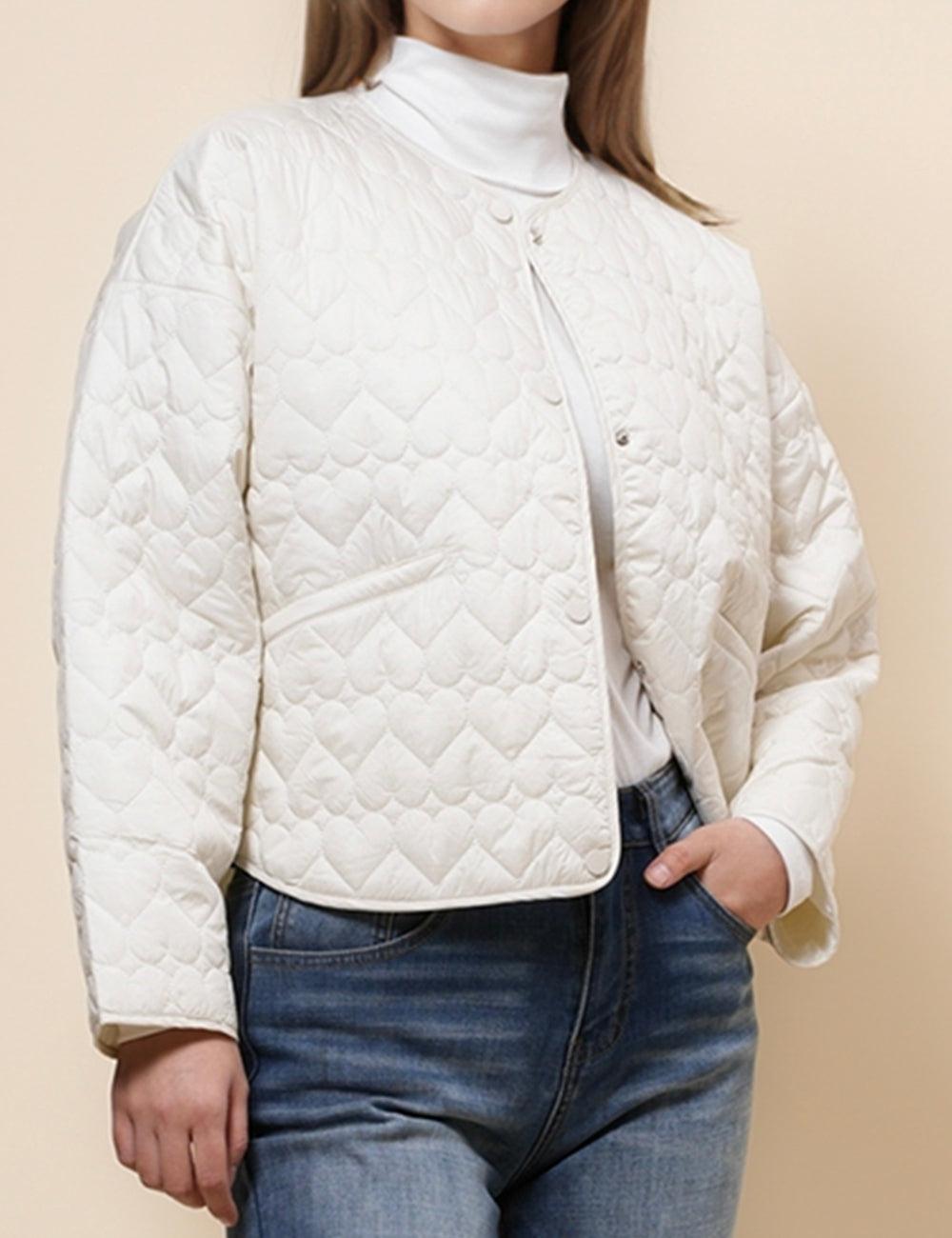 Ladies Heart Cotton Padded Round Neck Jacket SKT4956