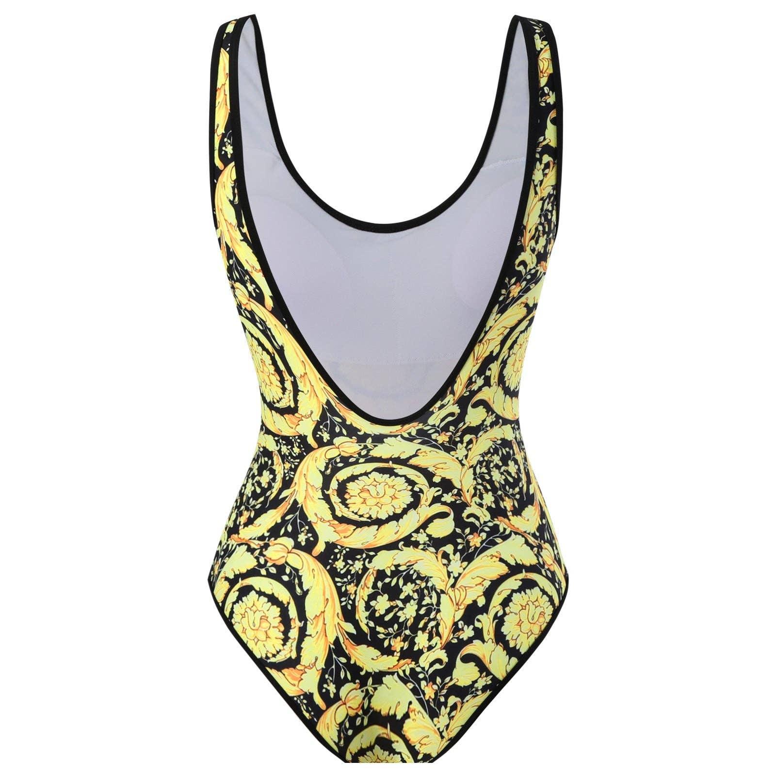 Classic Floral Print One Piece Swimwear with Cover Y114 - SWEETKAMA