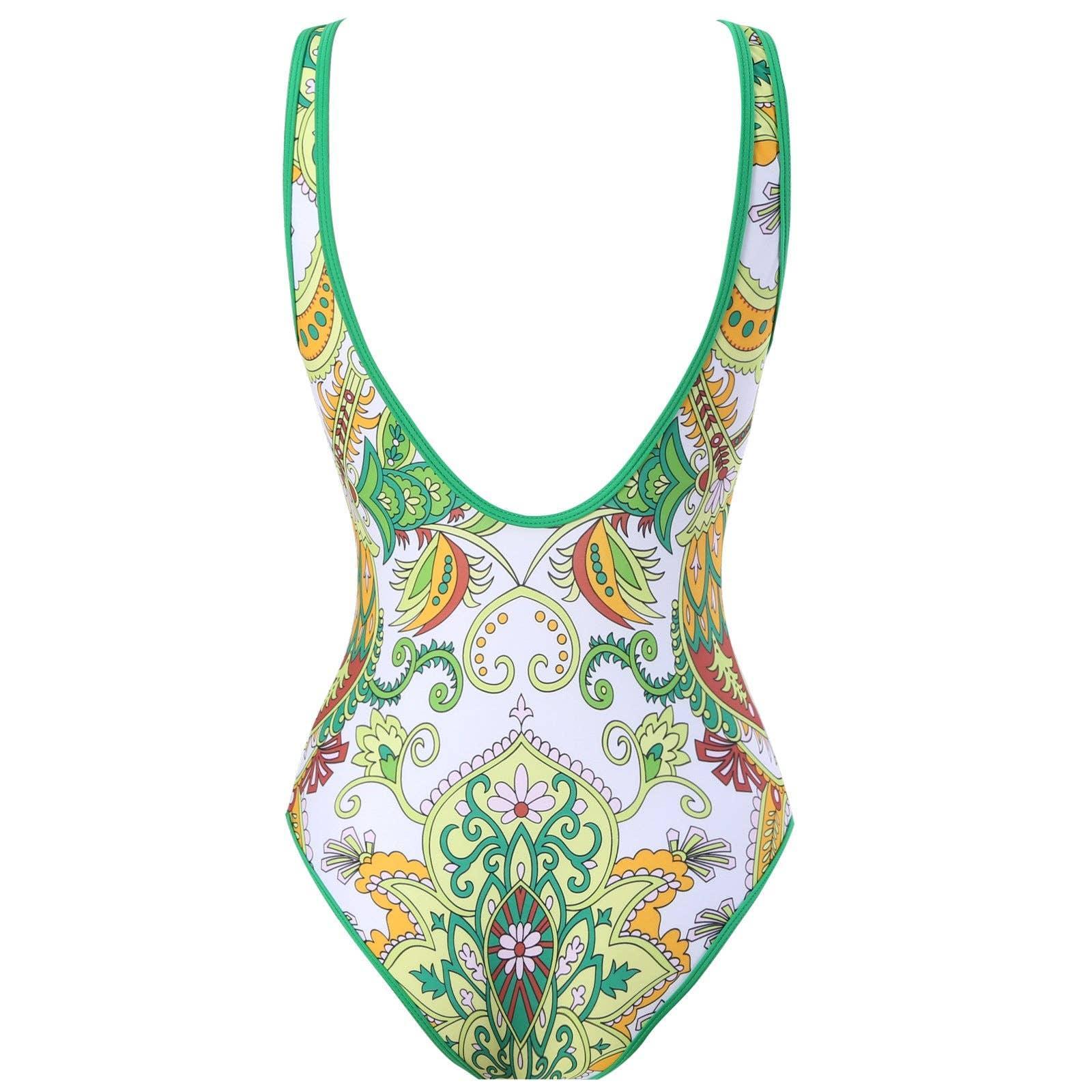 Classic Floral Print One Piece Swimwear with Cover Y114 - SWEETKAMA