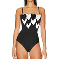 Color Block Heart One Piece Swimwear with Wrap Cover Y251 - SWEETKAMA