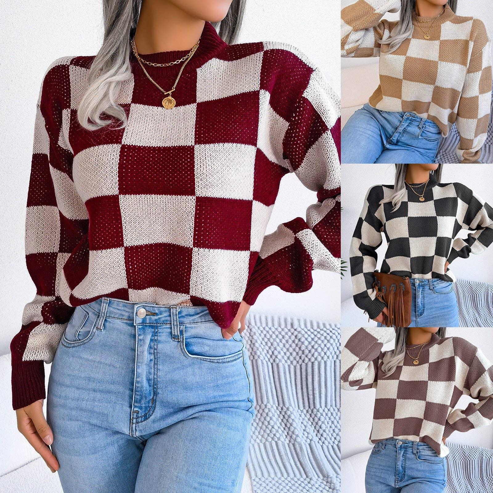 Color Block Long Sleeves Close Sweater 2039 - SWEETKAMA