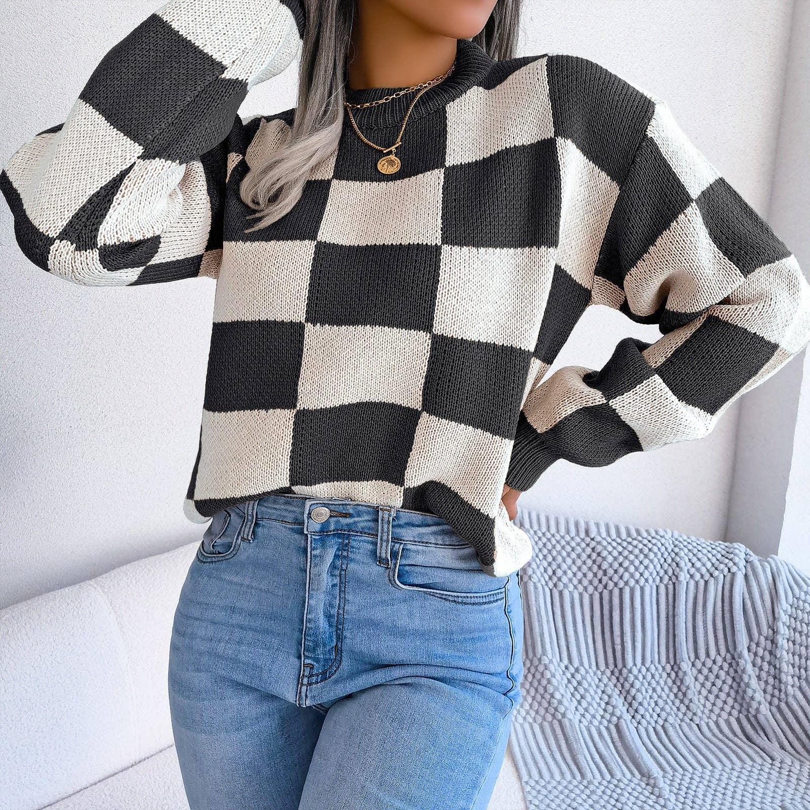 Color Block Long Sleeves Close Sweater 2039 - SWEETKAMA