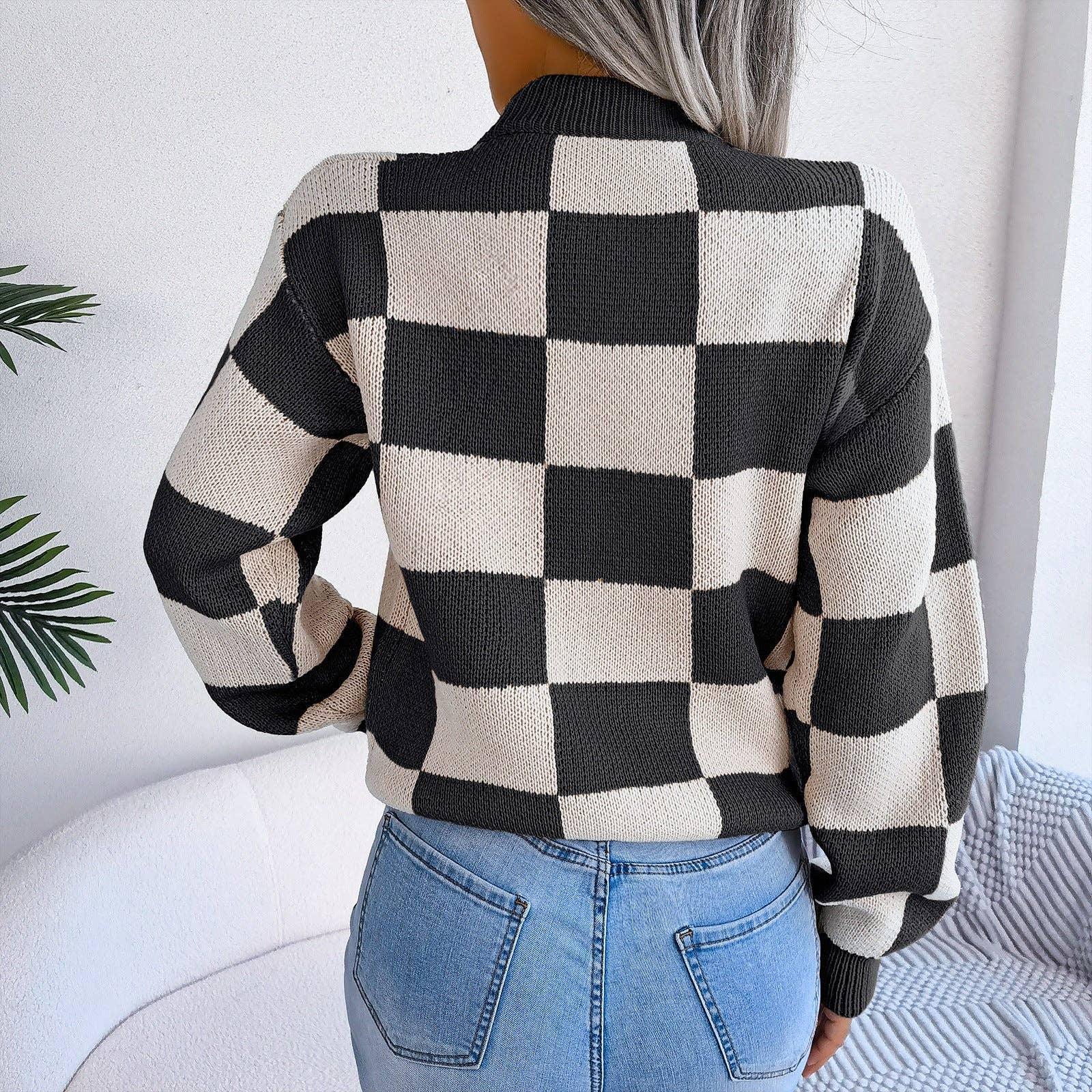 Color Block Long Sleeves Close Sweater 2039 - SWEETKAMA