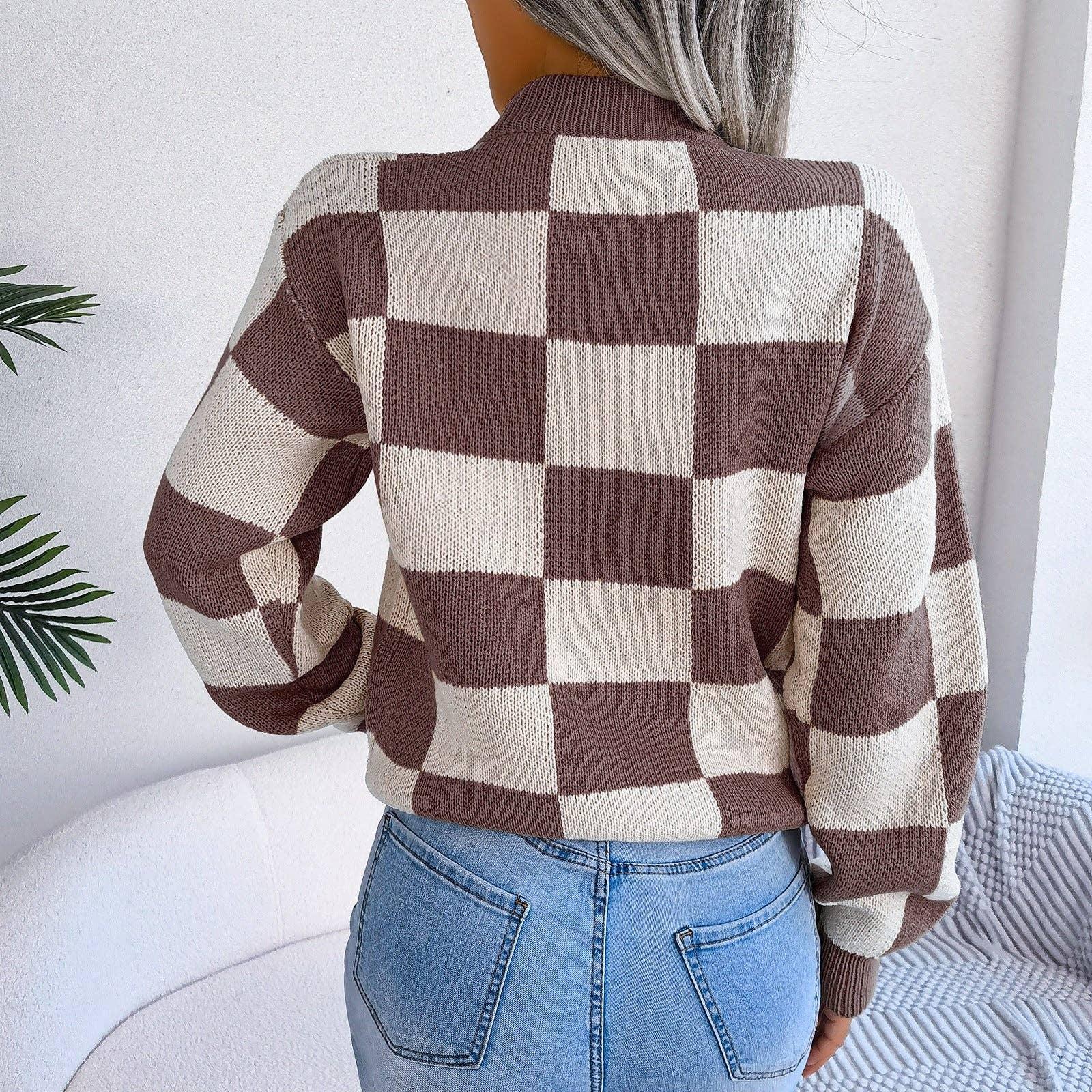 Color Block Long Sleeves Close Sweater 2039 - SWEETKAMA