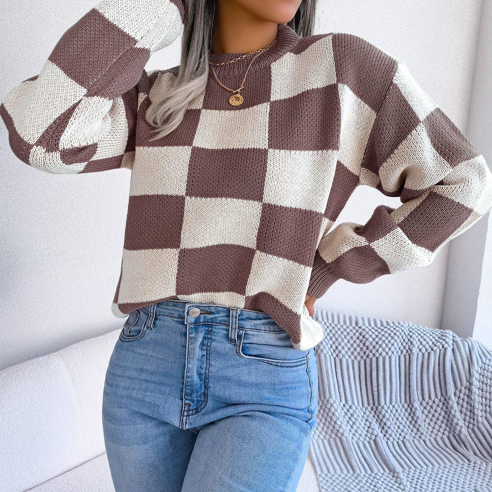 Color Block Long Sleeves Close Sweater 2039 - SWEETKAMA