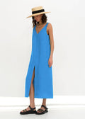 Color V-Neck Splice Ladies Long Slipe Dress LYQ8379 - SWEETKAMA