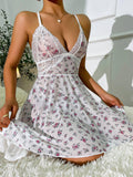 Delicate Floral Print V-Neck Chemise HF-4108 - SWEETKAMA