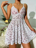 Delicate Floral Print V-Neck Chemise HF-4108 - SWEETKAMA