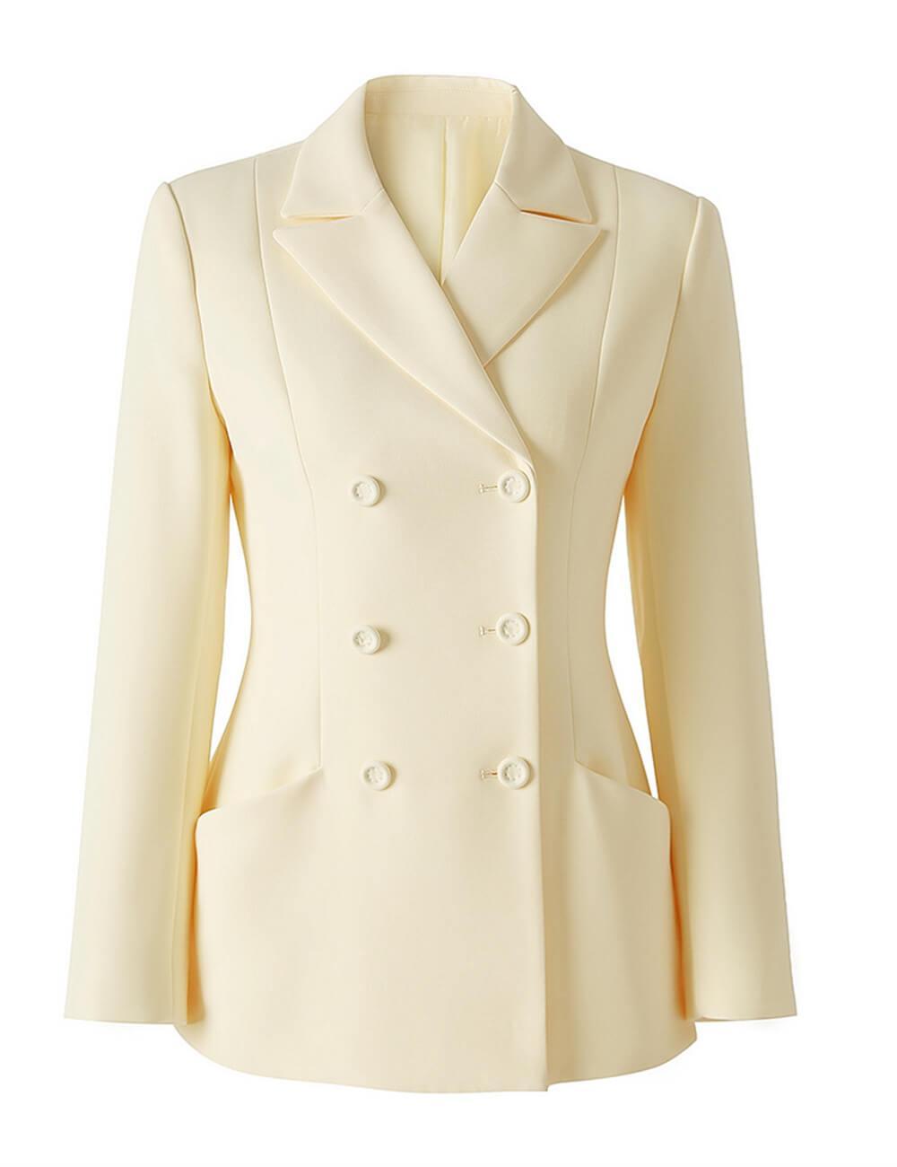 Ladies Solid Color Double Breasted Blazer 2807