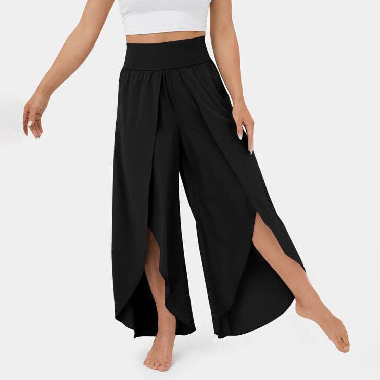 Elastic Waist Free Style Wide Leg Pants 23126 - SWEETKAMA