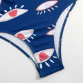 Eyes Print Blue One Piece Swimwear with Cover Y103 - SWEETKAMA