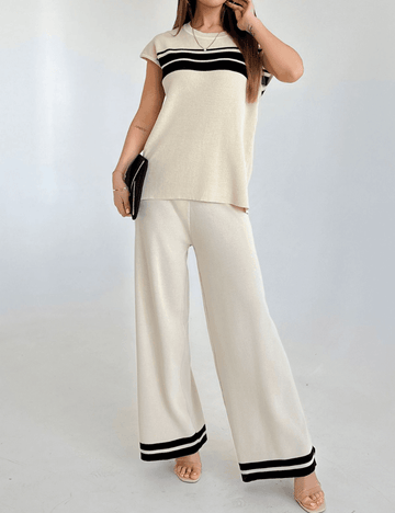 Ladies Sleeveless Knit Top and Pants Sets 6509