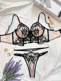 Floral Embroidery Perspective Lingerie Sets HF-2612 - SWEETKAMA