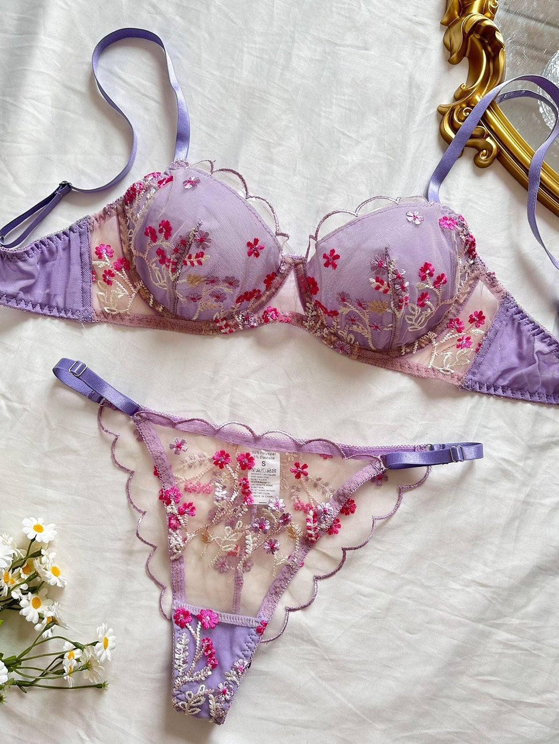 Floral Embroidery Sexy Lingerie Set HF-2567 - SWEETKAMA