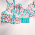 Floral Embroidery Sexy Lingerie Set with Garter 2709 - SWEETKAMA