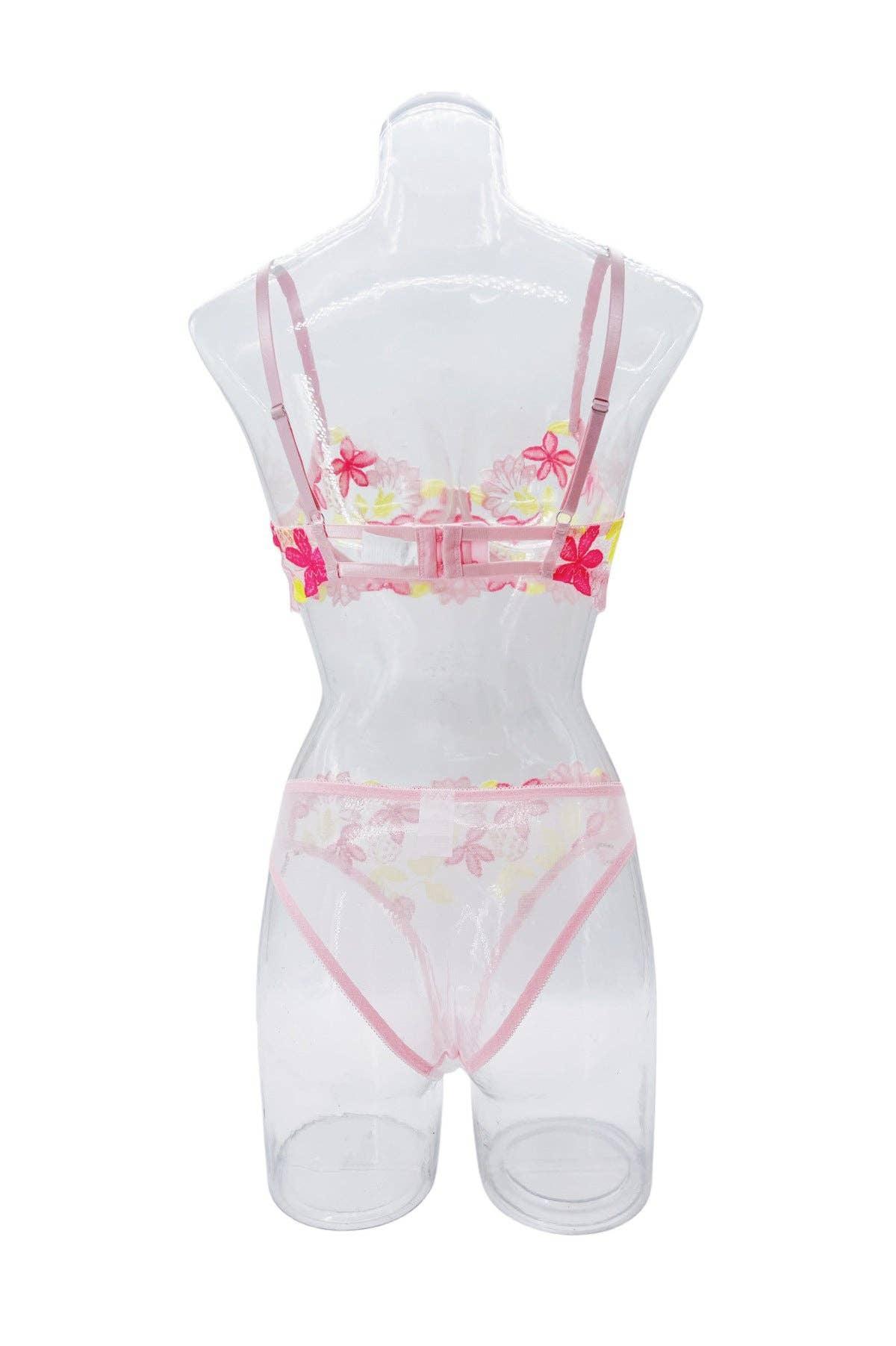 Floral Embroidery Sexy Perspective Lingerie Set HF-4104 - SWEETKAMA