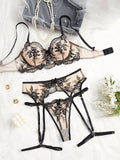 Floral Embroidery Sexy Seduction Lingerie Set HF-4171 - SWEETKAMA