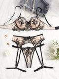 Floral Embroidery Sexy Seduction Lingerie Set HF-4171 - SWEETKAMA