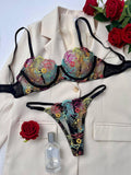 Floral Embroidery Sexy Seduction Lingerie Set HF-4203 - SWEETKAMA