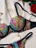 Floral Embroidery Sexy Seduction Lingerie Set HF-4203 - SWEETKAMA