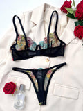 Floral Embroidery Sexy Seduction Lingerie Set HF-4203 - SWEETKAMA