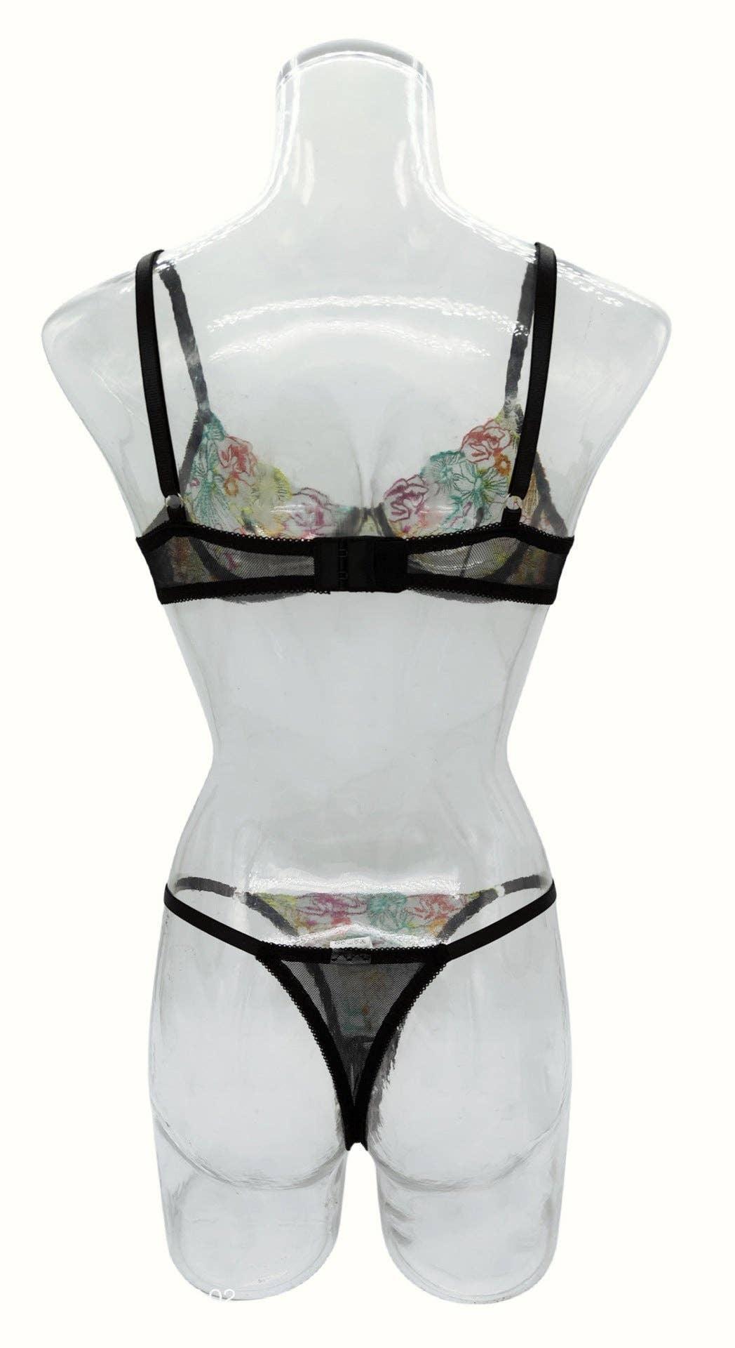 Floral Embroidery Sexy Seduction Lingerie Set HF-4203 - SWEETKAMA