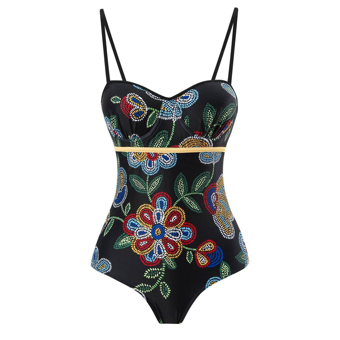 Floral Print Multicolor One Piece Swimwear with Cover Y82 - SWEETKAMA