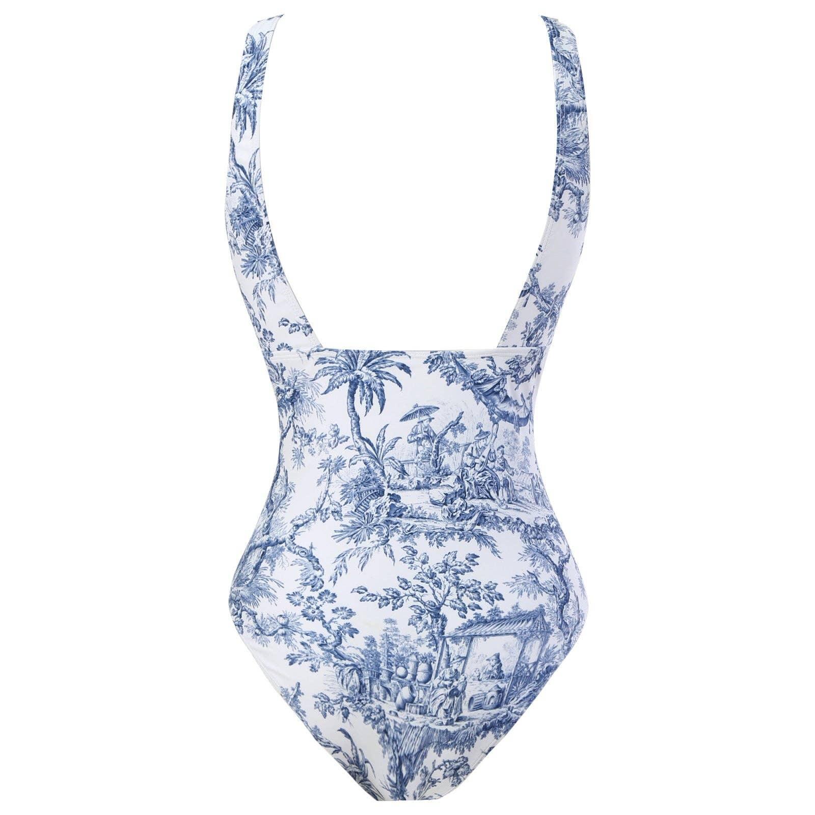 Floral Print One Piece Swimwear with Cover Y110 - SWEETKAMA