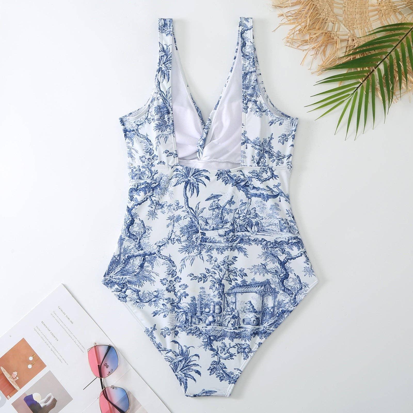 Floral Print One Piece Swimwear with Cover Y110 - SWEETKAMA