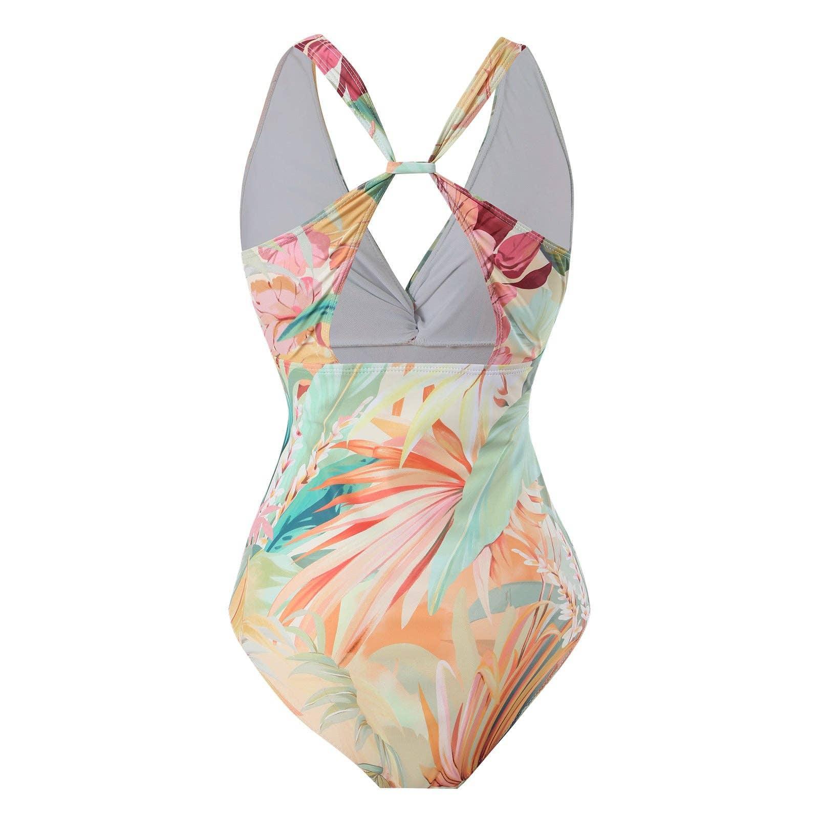 Floral Print One Piece Swimwear with Cover Y110 - SWEETKAMA