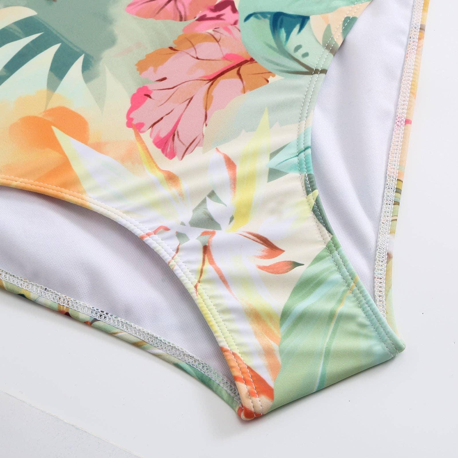 Floral Print One Piece Swimwear with Cover Y110 - SWEETKAMA