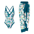 Floral Print One Piece Swimwear with Cover Y125 - SWEETKAMA