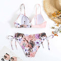 Floral Print String Tie Bottom 2PCS Bikini Set Y65 - SWEETKAMA