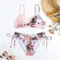 Floral Print String Tie Bottom 2PCS Bikini Set Y65 - SWEETKAMA