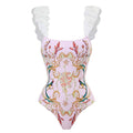 Flower and Bird Print One Piece Swimwear with Cover Y87 - SWEETKAMA