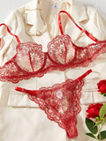 Flower Embroidery Perspective Sexy Lingerie Set HF-4135 - SWEETKAMA