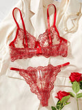 Flower Embroidery Perspective Sexy Lingerie Set HF-4135 - SWEETKAMA