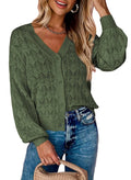 Front Botton Sweater Long Sleeves V-Neck Cardigan YL23010 - SWEETKAMA