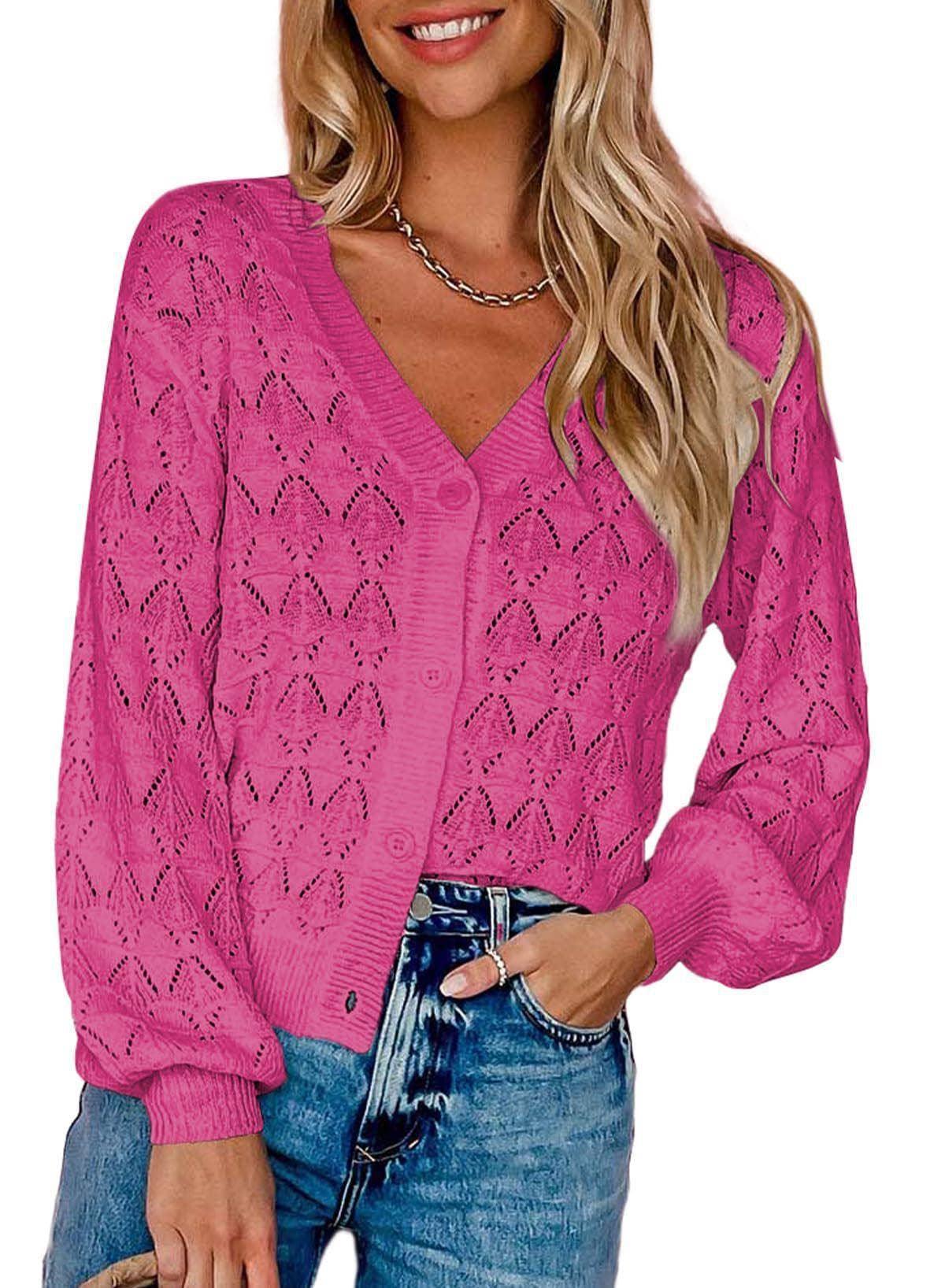 Front Botton Sweater Long Sleeves V-Neck Cardigan YL23010 - SWEETKAMA