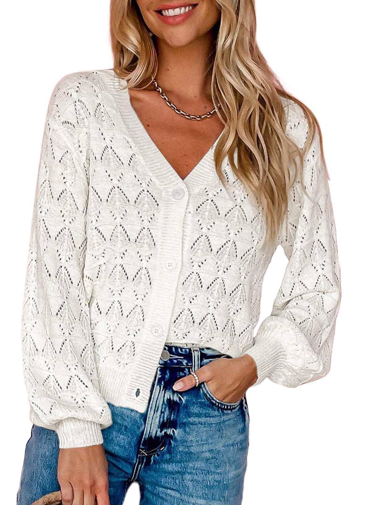 Front Botton Sweater Long Sleeves V-Neck Cardigan YL23010 - SWEETKAMA