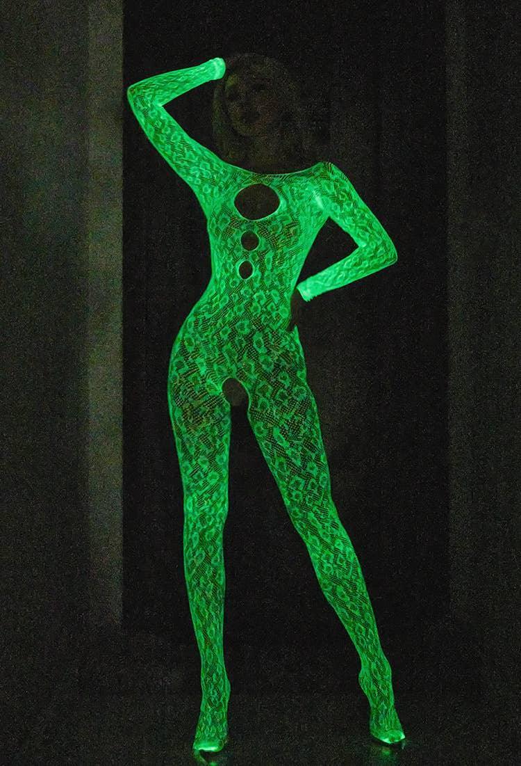 Glow in The Dark See Through Fishnet Bodystocking YGLTY - SWEETKAMA