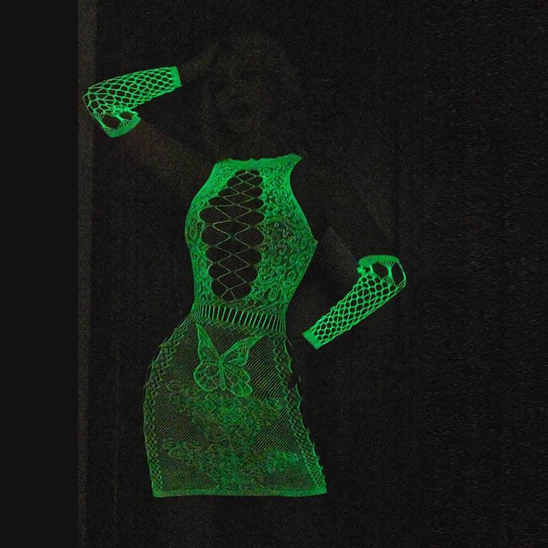 Glow in The Dark Sexy Butterfly Fishnet Bodystocking YGWW-1 - SWEETKAMA