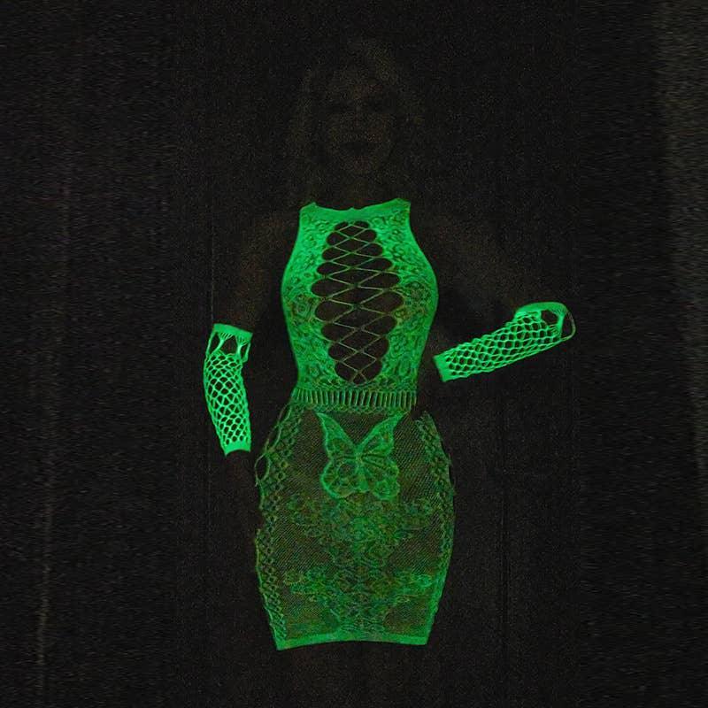 Glow in The Dark Sexy Butterfly Fishnet Bodystocking YGWW-1 - SWEETKAMA