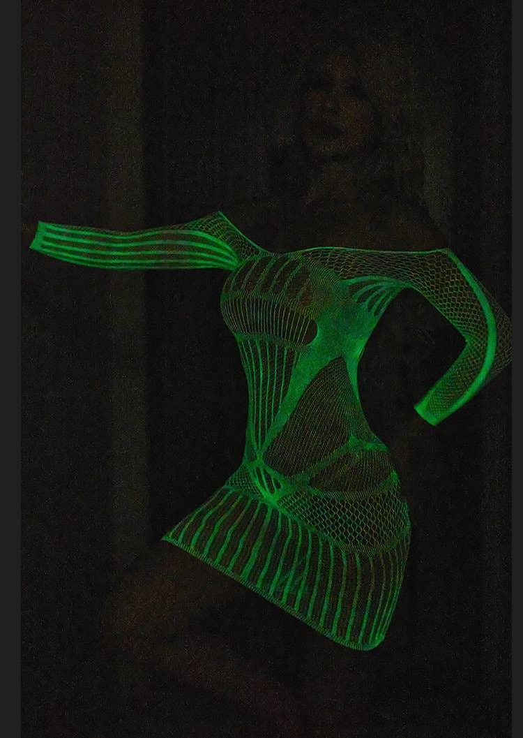 Glow in The Dark Sexy See Through Fishnet Bodystocking YGLTY - SWEETKAMA